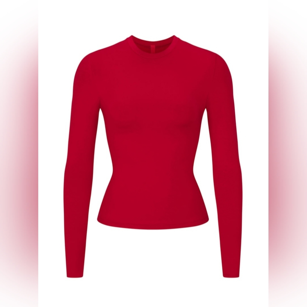 Skims NWT Cotton Jersey Long Sleeve, Cranberry/ size Medium